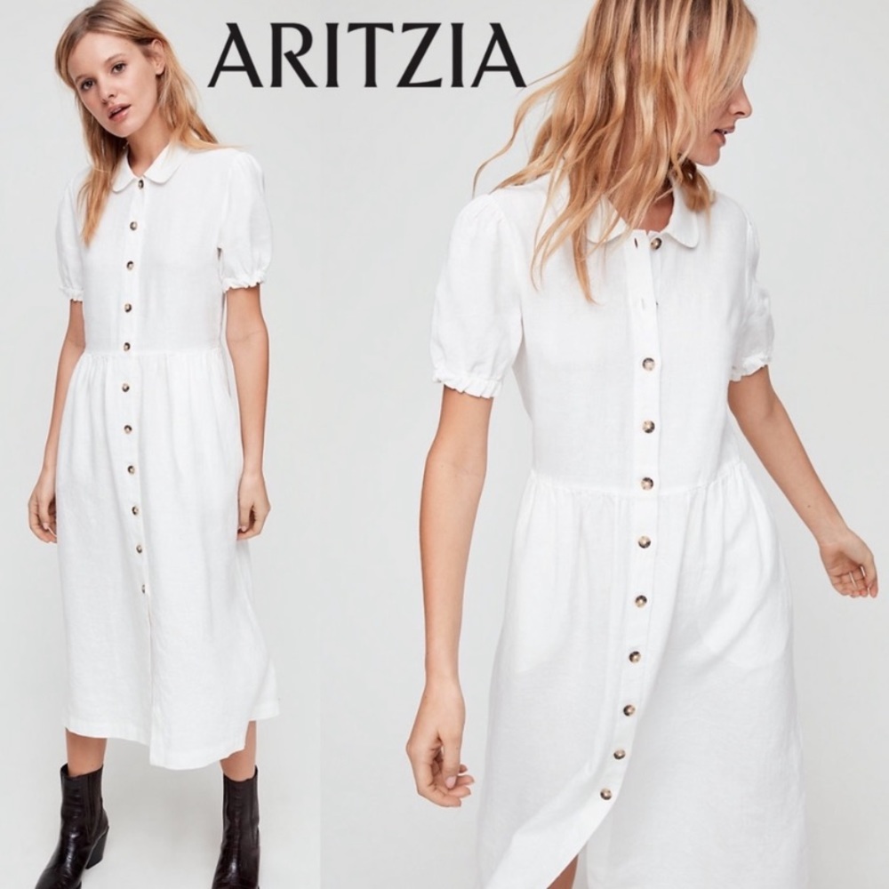 ARITZIA Wilfred Naeva Linen Button Front Dress S - Picture 4 of 16